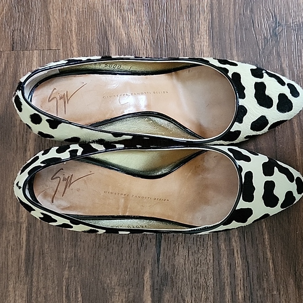 Giuseppe Zanotti beige/black Vero Cuoio Leopard Kitten heels size 8 EU 38 1/8